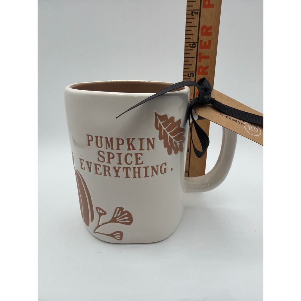Rae Dunn PUMPKIN SPICE EVERYTHING 16 Oz Fall Mug Brown Interior